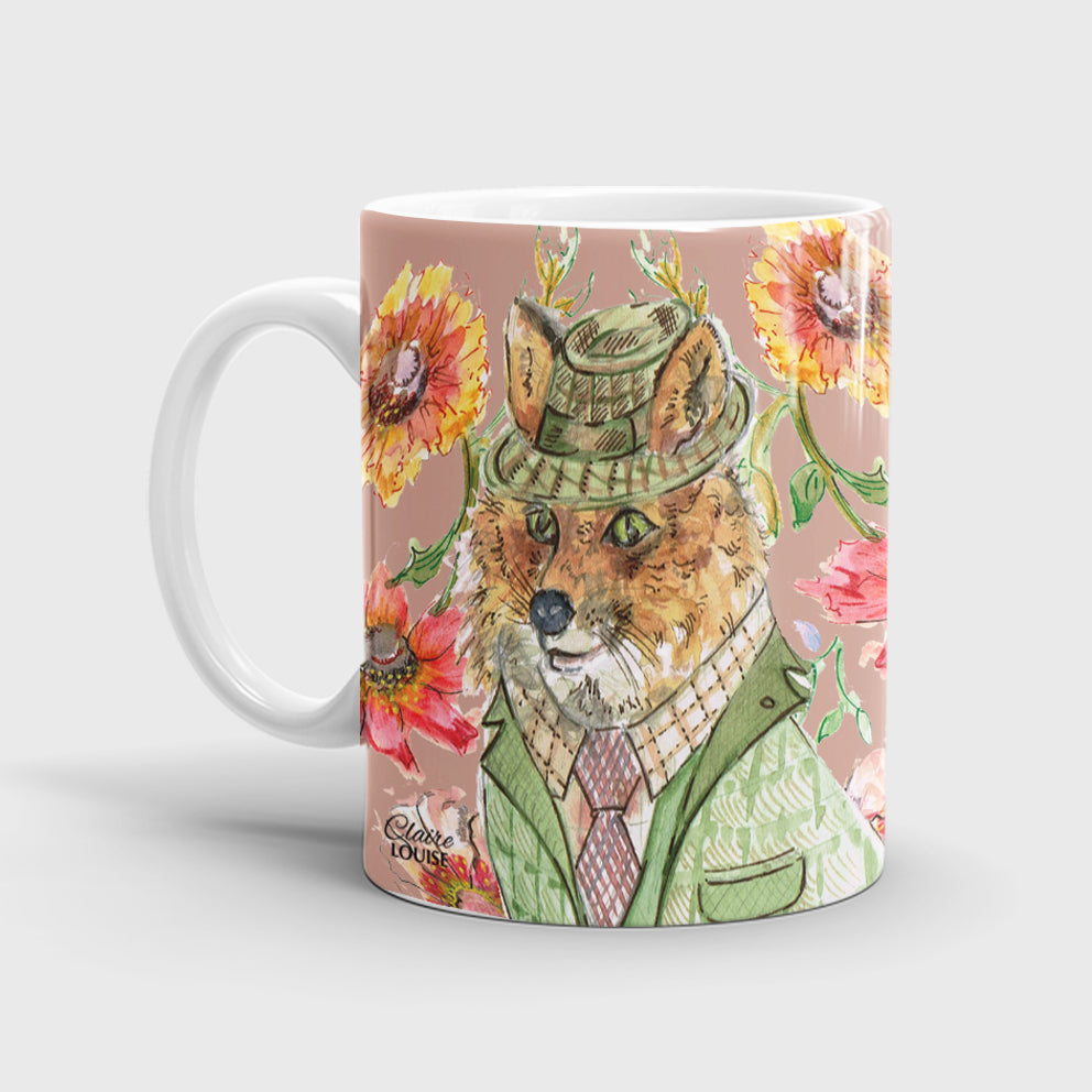 Cottage Floral Fox Ceramic Mug