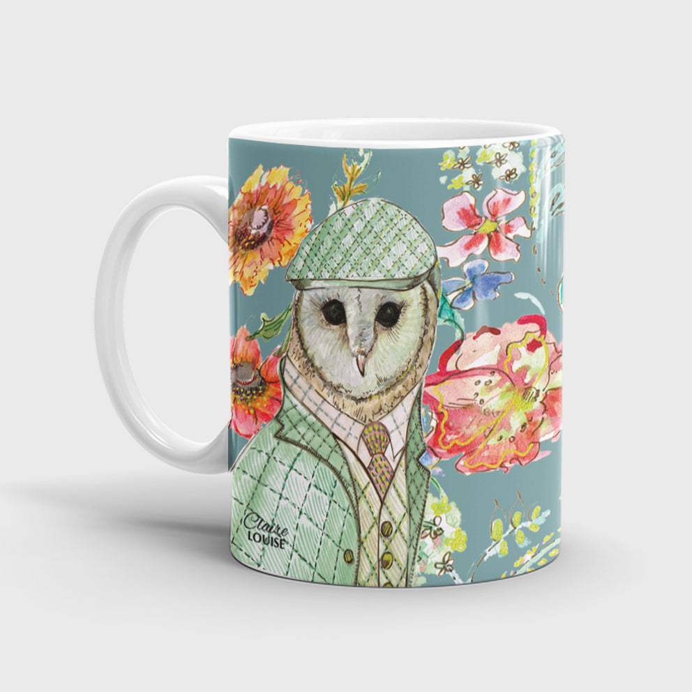 Cottage Floral Owl Ceramic Mug