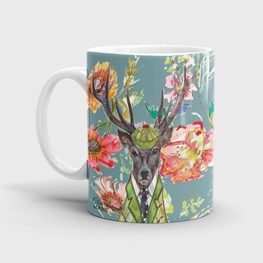 Cottage Floral Stag Ceramic Mug