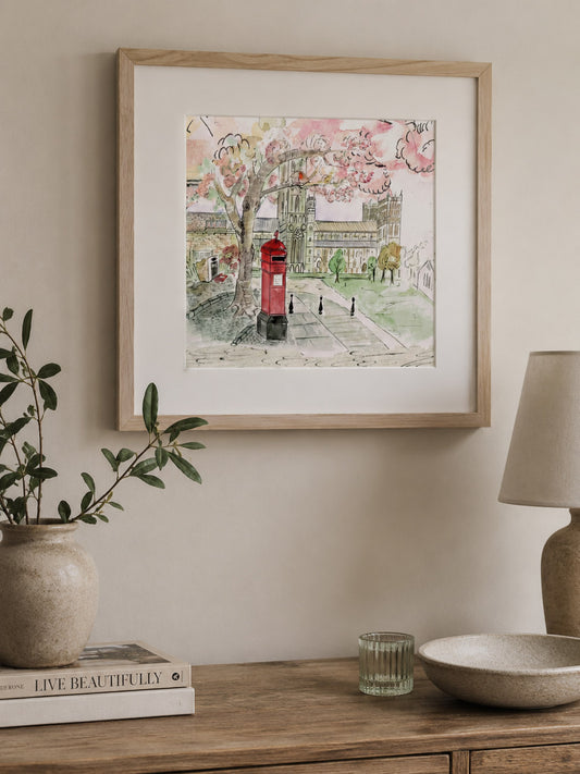 Durham Palace Green Post Box Mounted Print