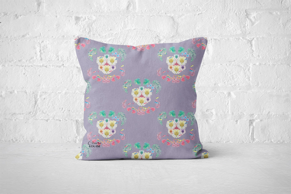 Lilac Daisies Print Cushion