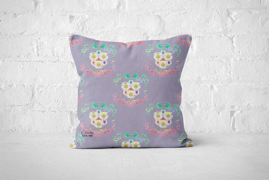 Lilac Daisies Print Cushion