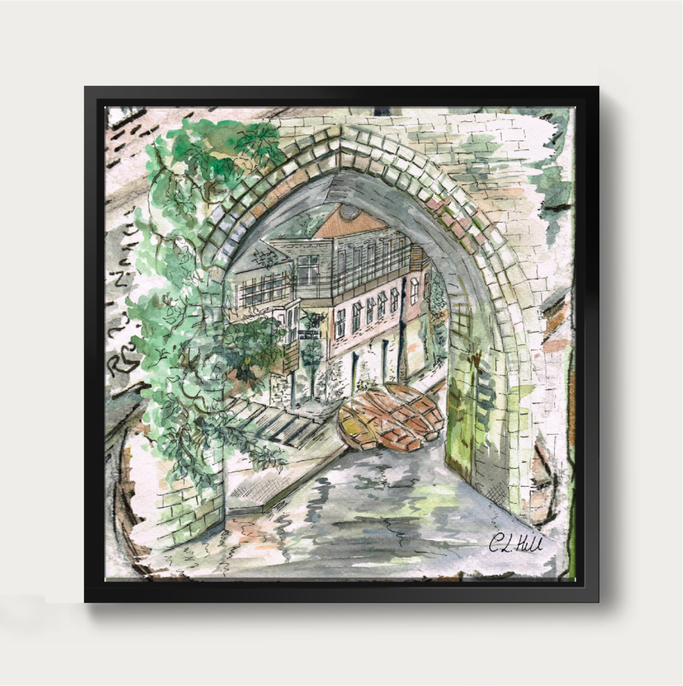 Durham Boathouse Framed Canvas Print