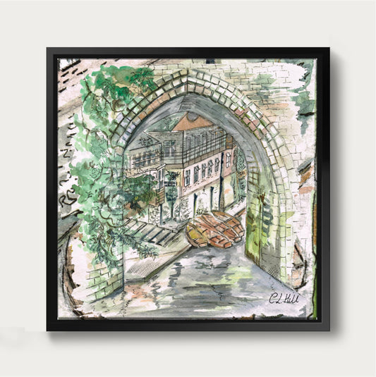 Durham Boathouse Framed Canvas Print