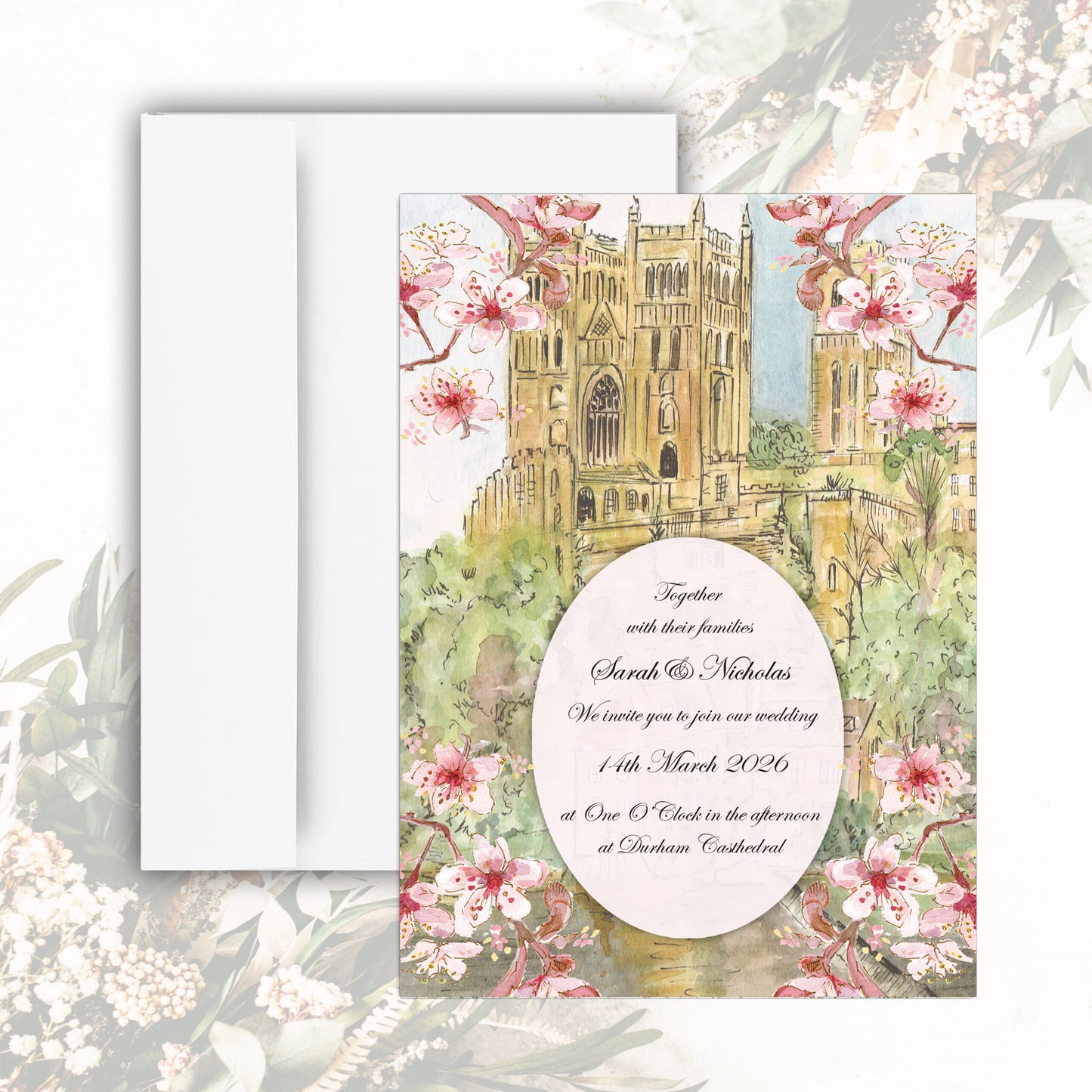 Durham Cathedral In Bloom Wedding Invitation