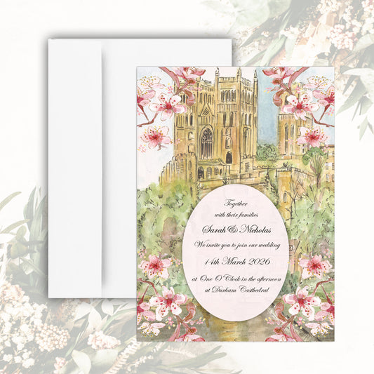 Durham Cathedral In Bloom Wedding Invitation