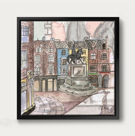 Durham Market Place Framed Canvas Print