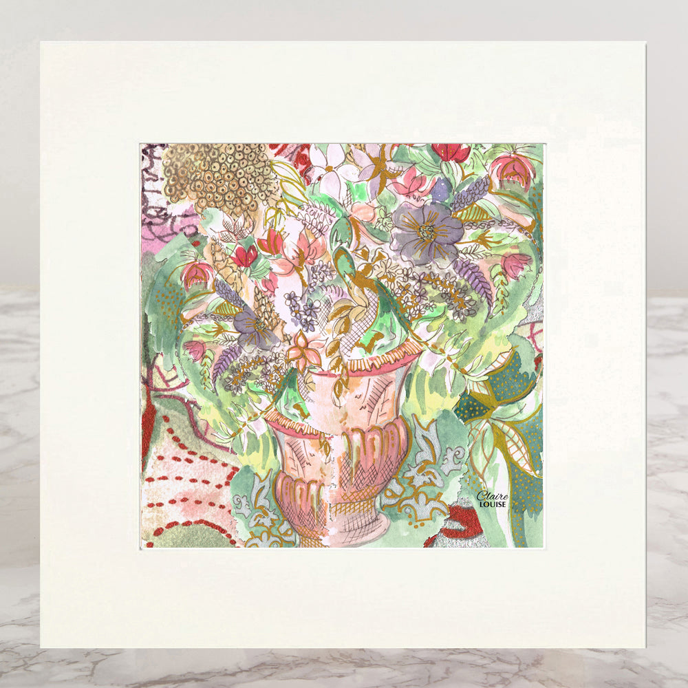 Earth Lime Bloom Mounted Print