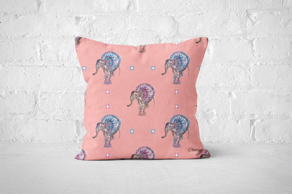 Elephant In The City Patterned Cushion