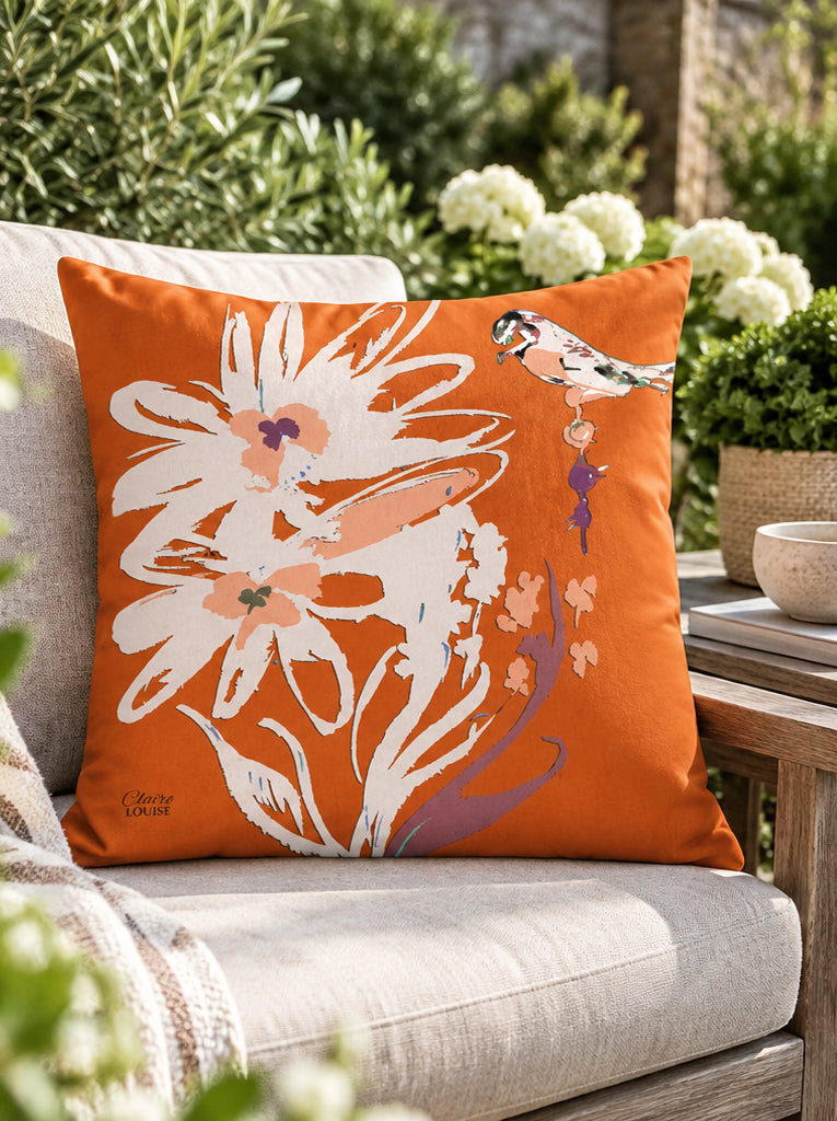 Flora Burnt Orange Outdoor Cushion