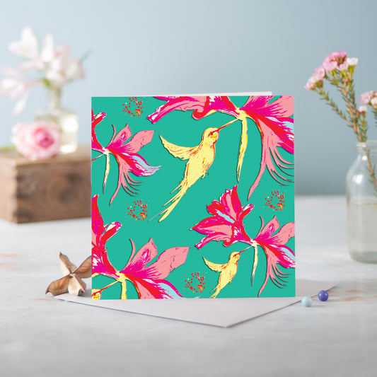 Flora Benzol Green Greetings Card - Pack of 6