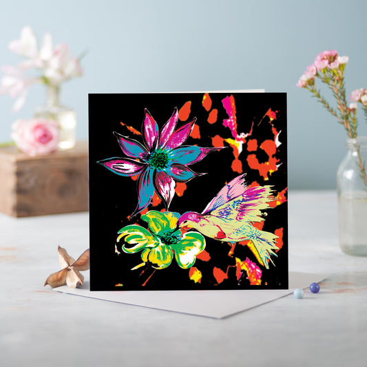 Flora Pompei Black Greetings Card - Pack of 6