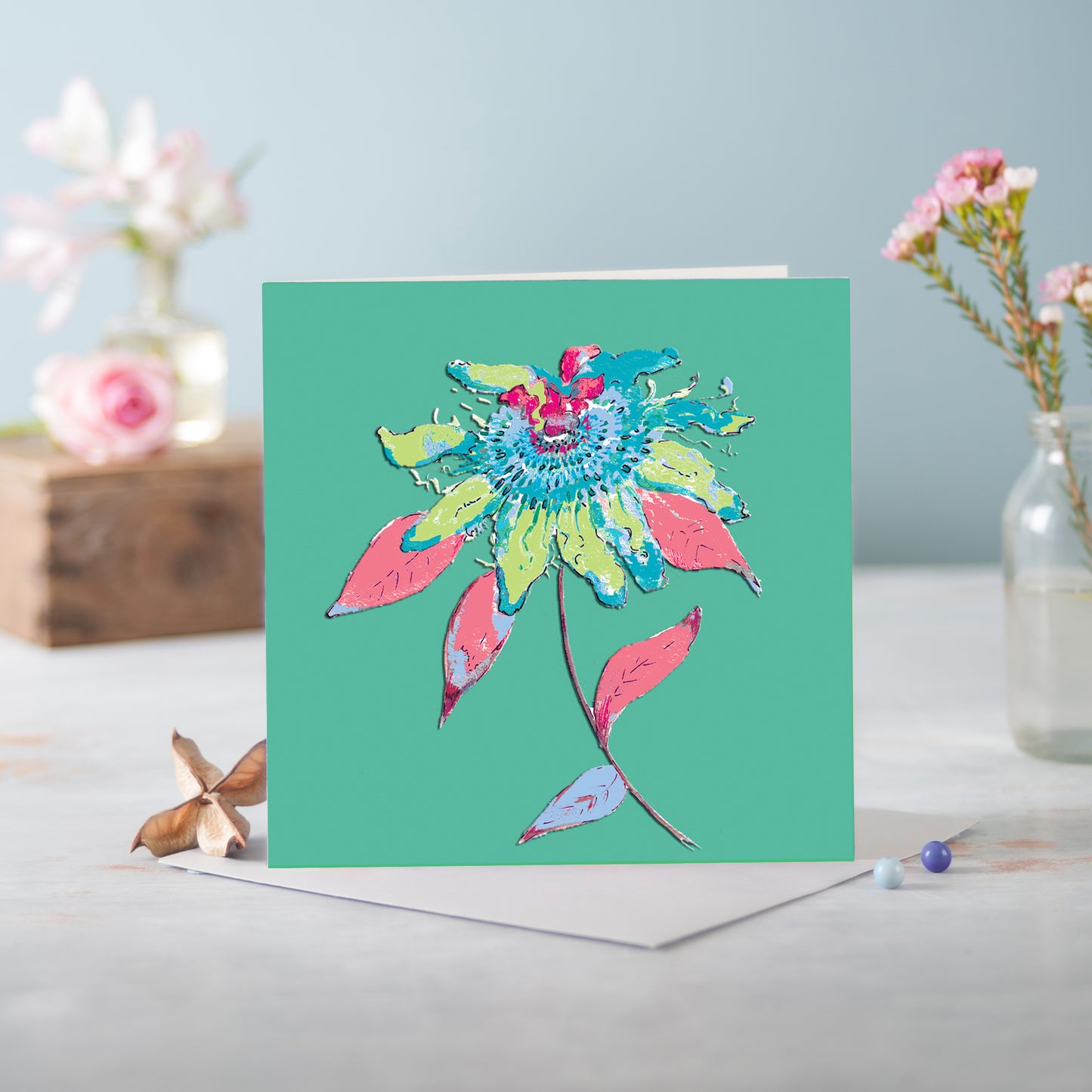 Spring Passion Flower Greetings Card - Pack of 6
