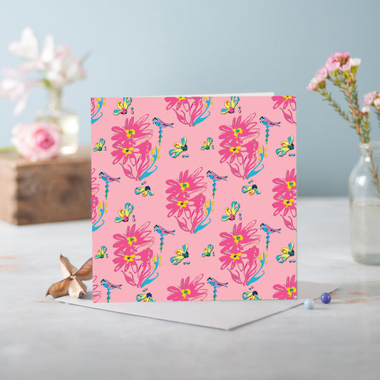 Flora Eosine Baby Pink Greeting Card - Pack of 6