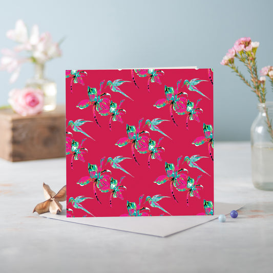 Flora Pop Magenta Pattern Greeting Card - Pack of 6