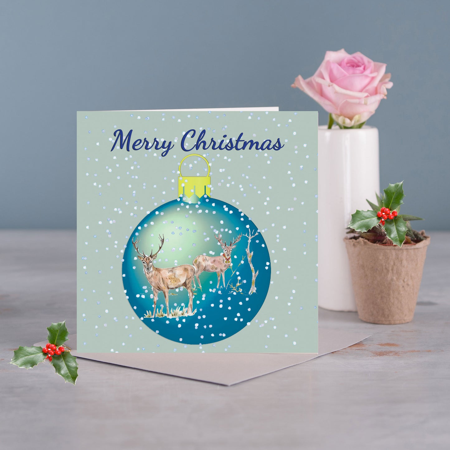 Christmas Bauble Deer Card - Pack of 6