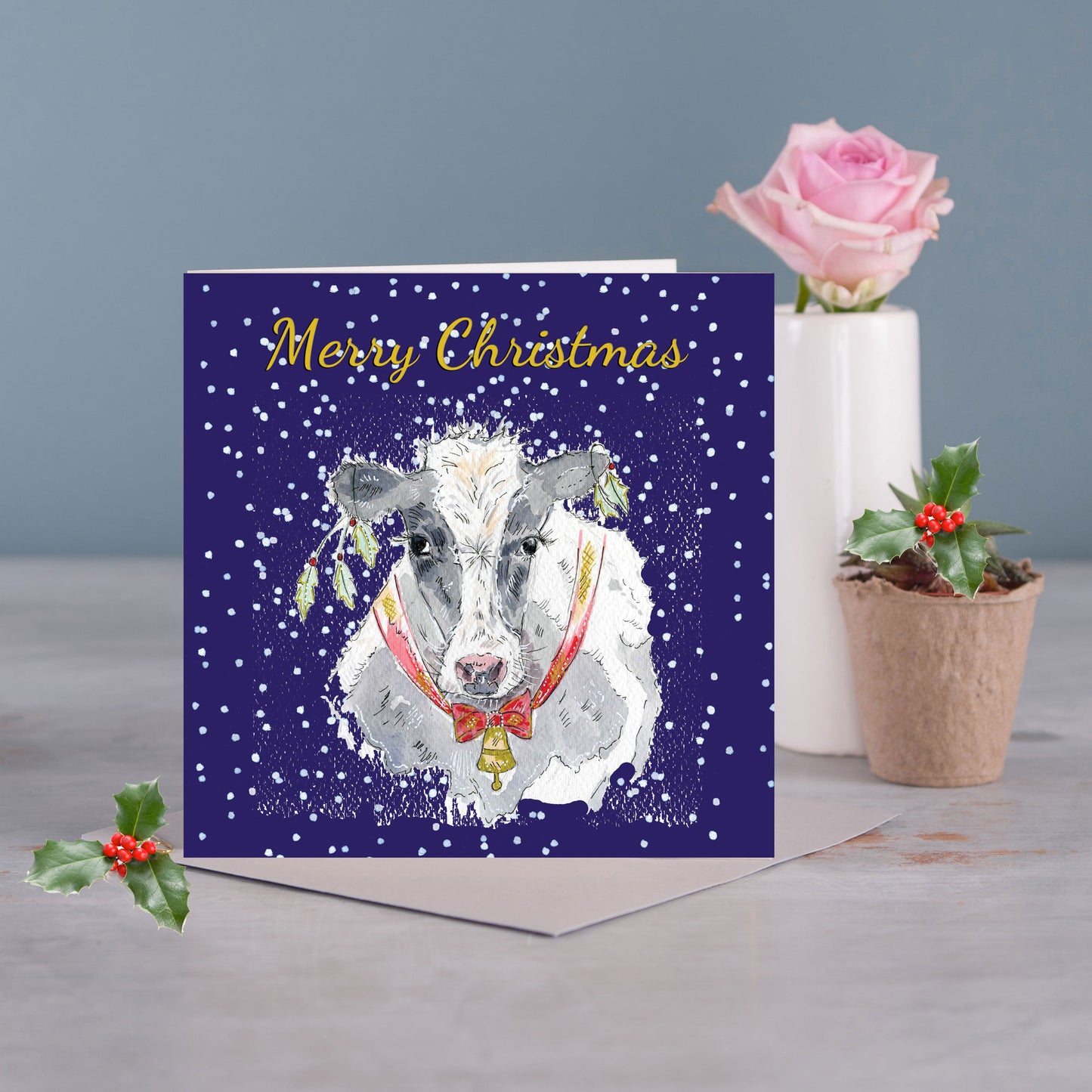 Cow Christmas Card - Pack of 6