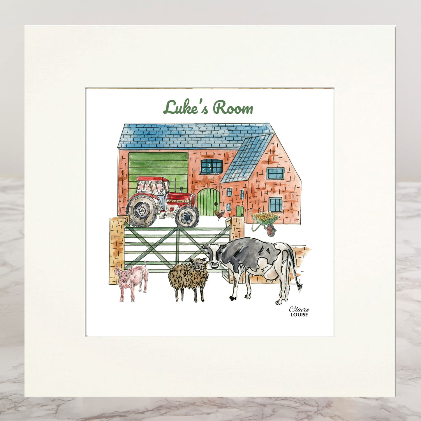 Farmyard Personalised Mounted Print