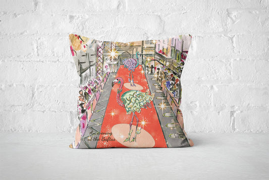 Flamingos In The City Cushion