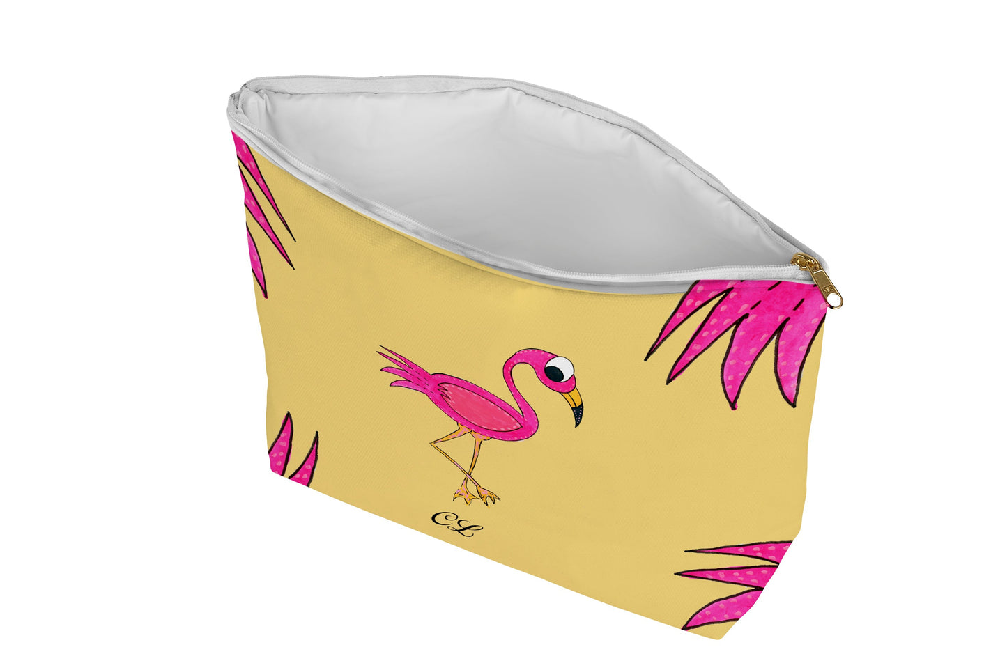 Neckerchief with flamingo design on a yellow background