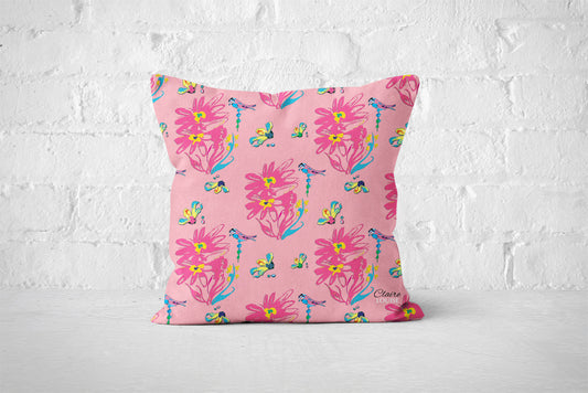 Eosine Baby Pink Patterned Cushion