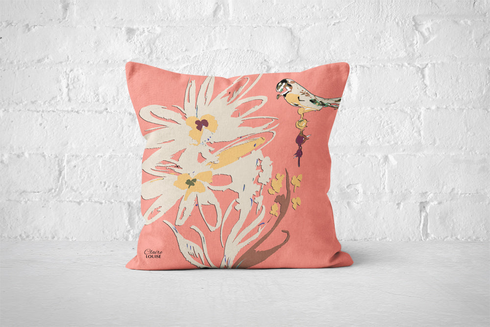 Flora Pop Peach Fuzz Cushion