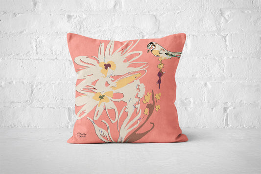 Flora Pop Peach Fuzz Cushion