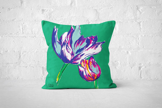 Flora Lyons Blue Outdoor Cushion