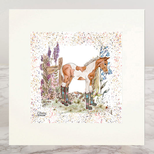 Foal Bouquet Boots Mounted Print