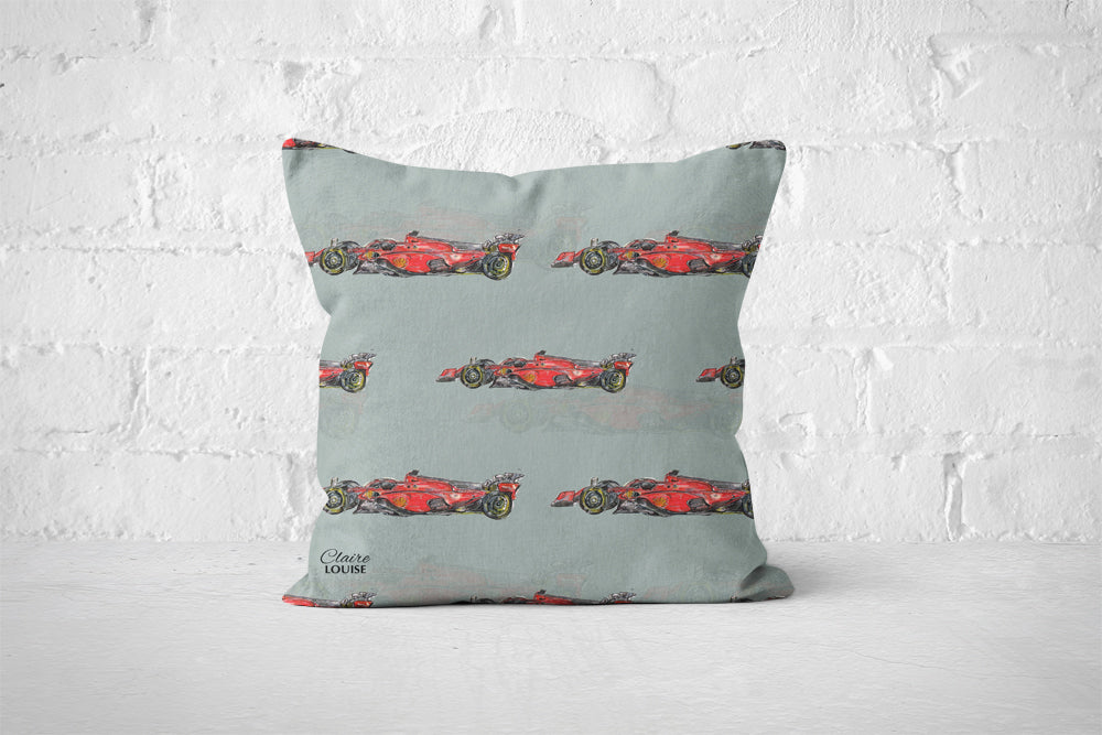Formula 1 Racing Car Patterned Cushion