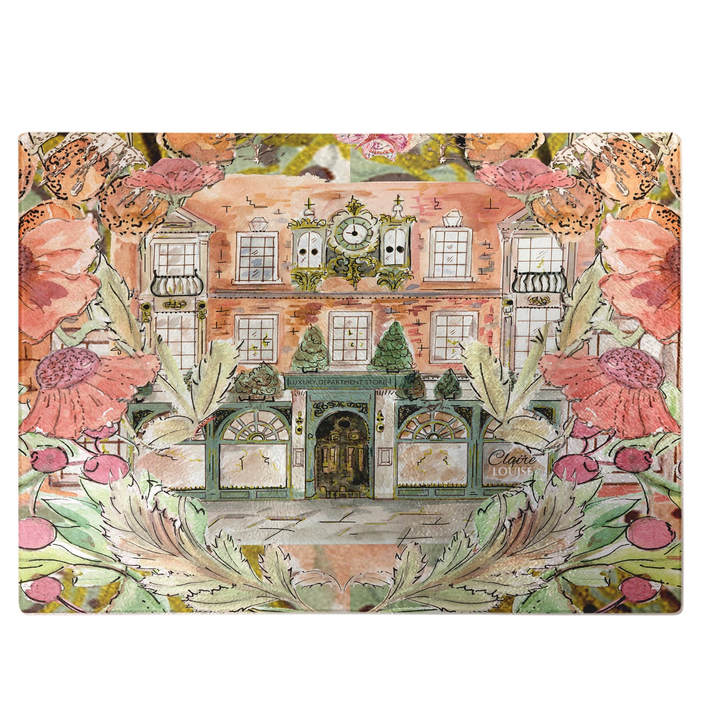 Fortnums In Full Bloom Glass Chopping Board