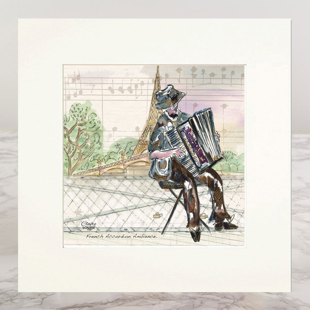 French Accordion Ambience Mounted Print