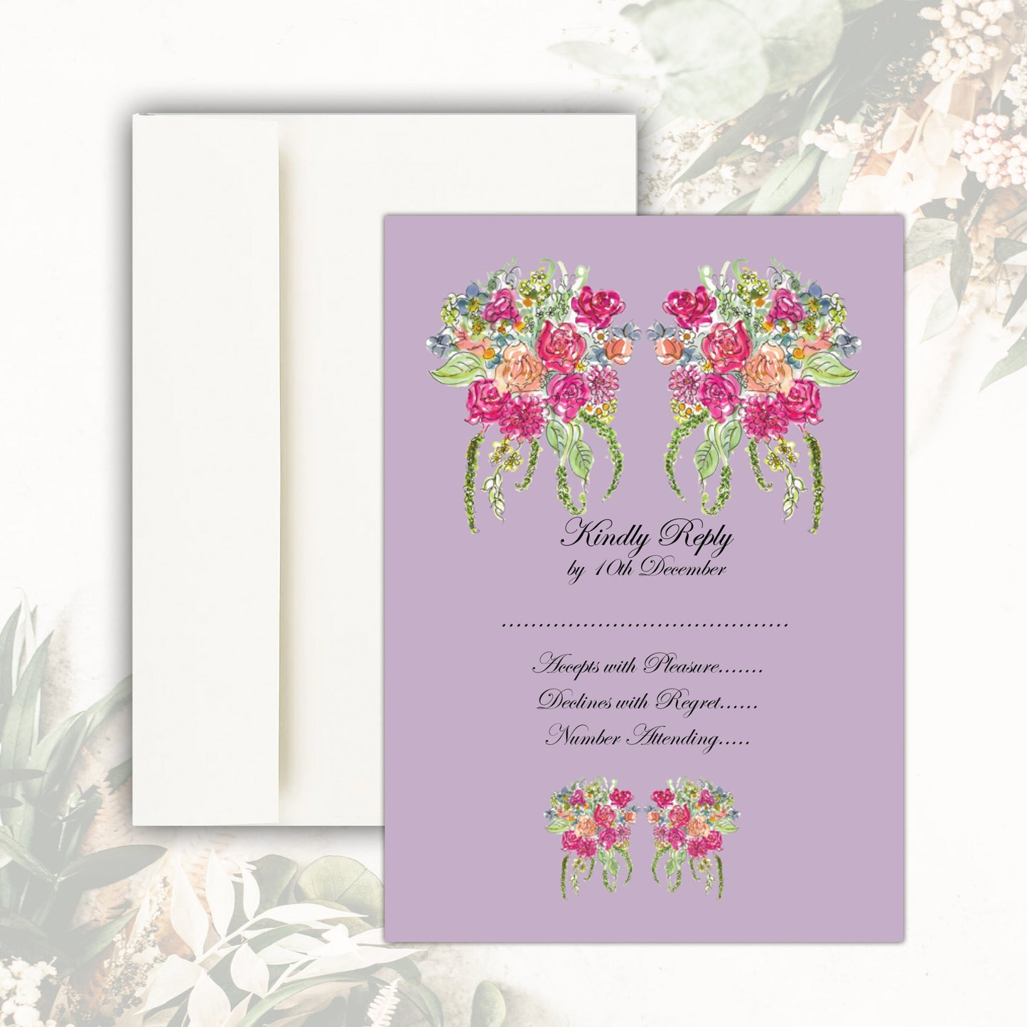 Rose Bouquet RSVP Card (Lilac)