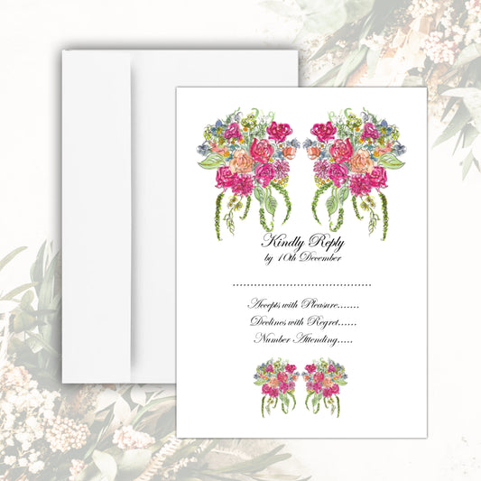 Rose Bouquet RSVP Card (White)