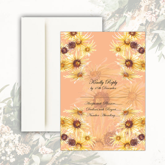 Golden Daisies RSVP Card (Peach)