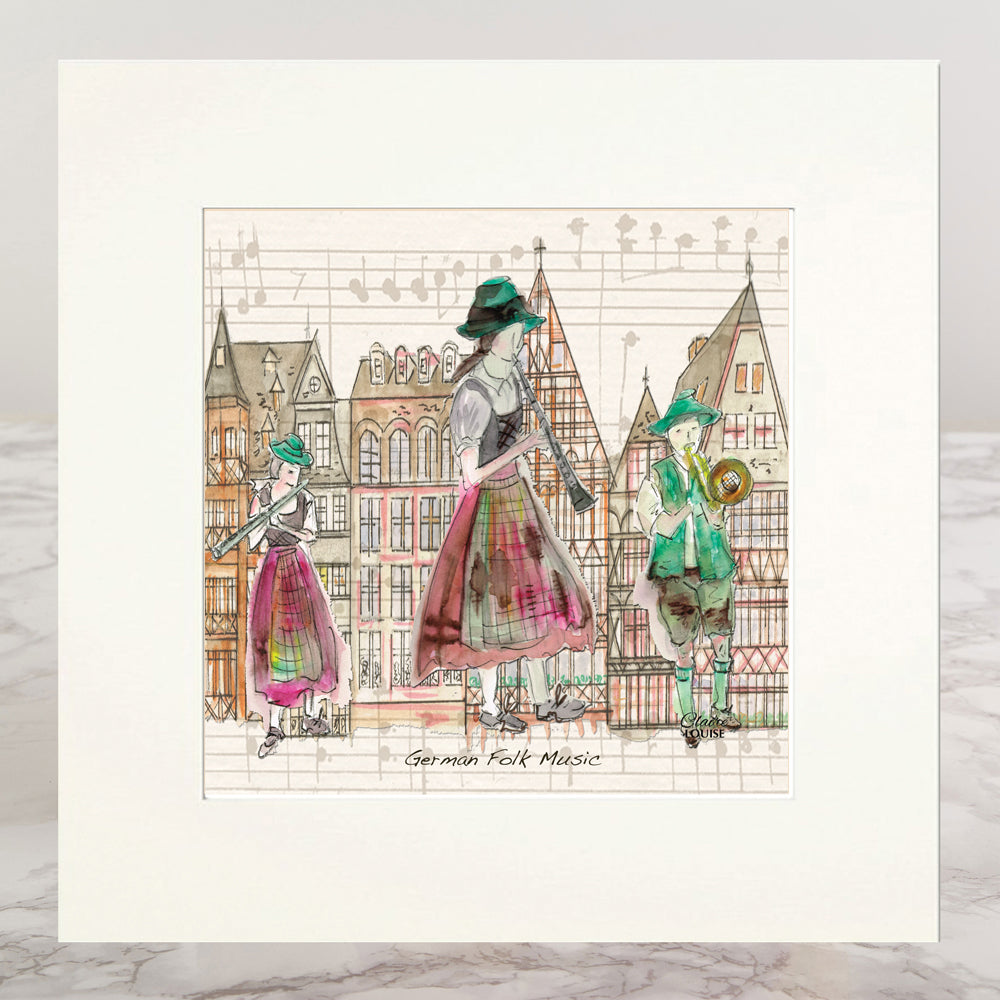 German Folk Music Mounted Print