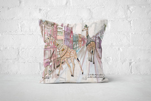 Giraffes In The City Cushion