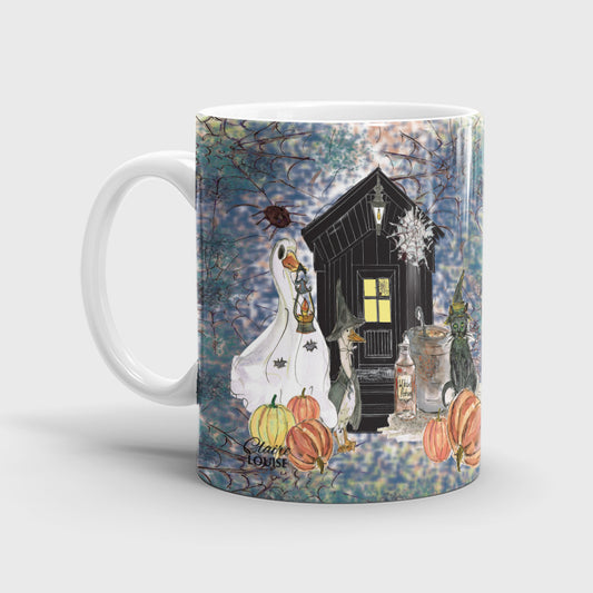 Halloween Ceramic Mug – Spooky Potting Shed Autumn Garden Design
