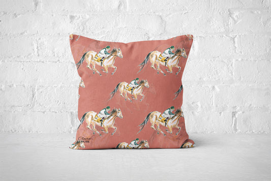 Horse Racing Patterned Cushion