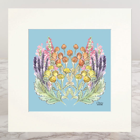 Powder Blue Bloom Mounted Print