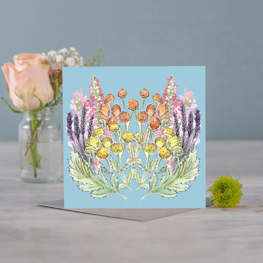 Powder Blue Bloom Greetings Card - Pack of 6