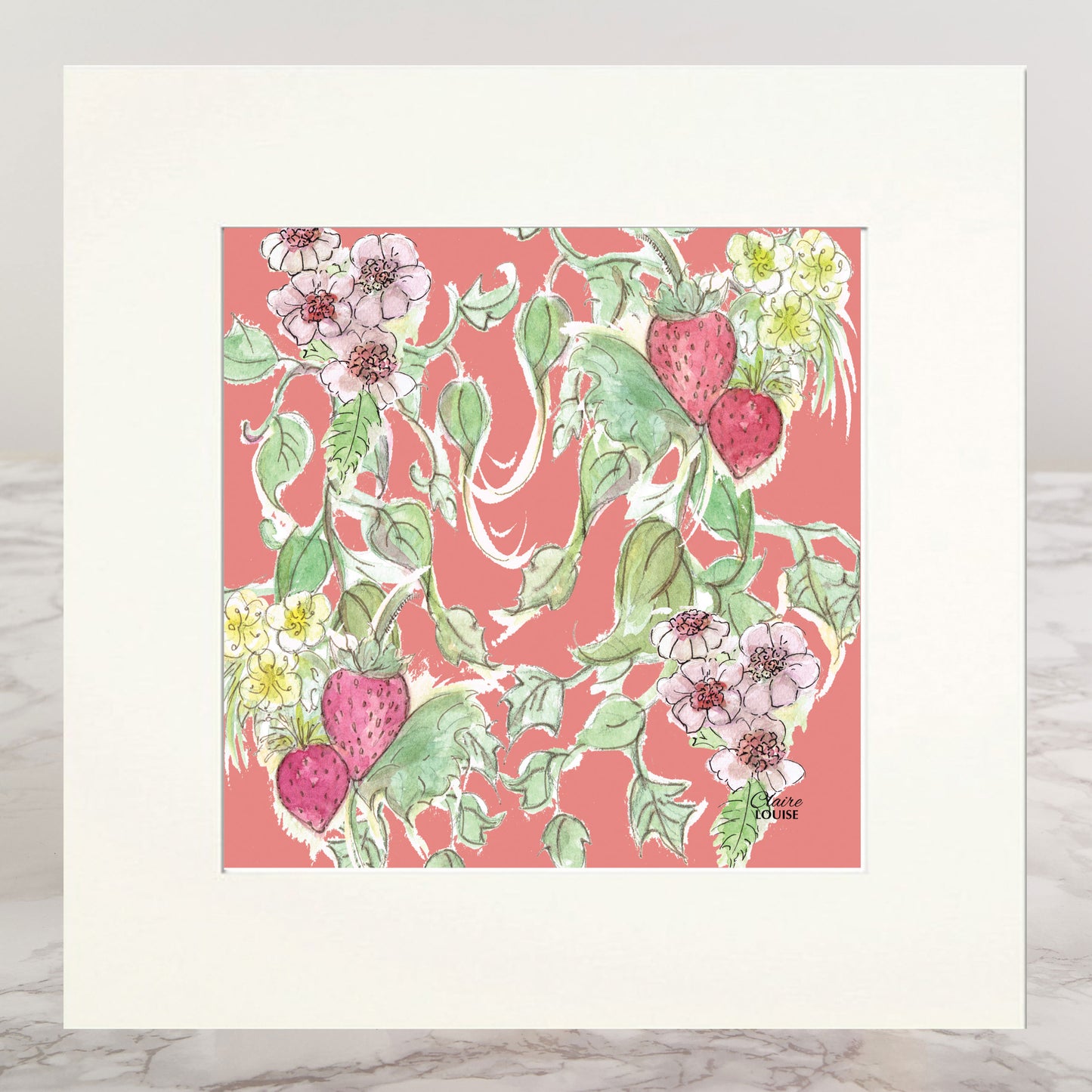 Strawberries & Cream Bloom Mounted Print