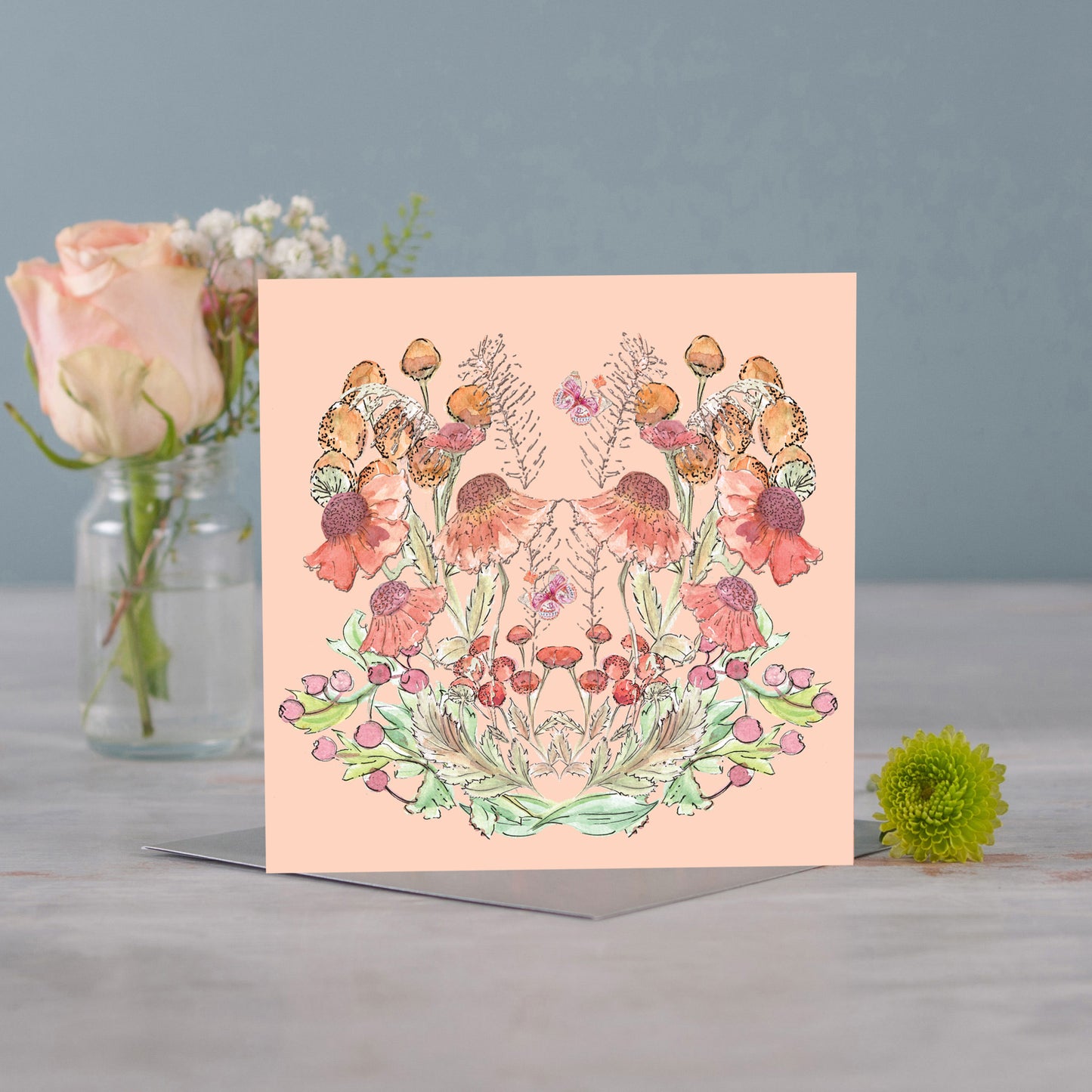 Peach Bloom Greetings Card - Pack of 6