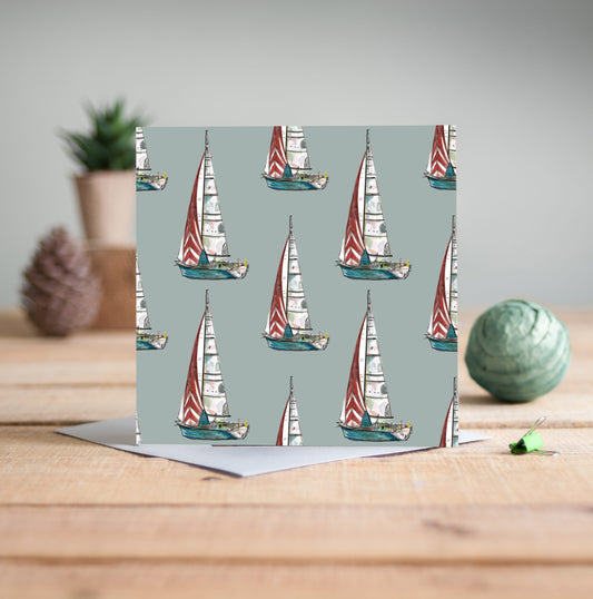 Sail Away Pattern Greeting Card - Pack of 6