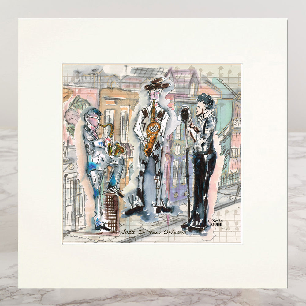 Jazz In New Orleans Mounted Print