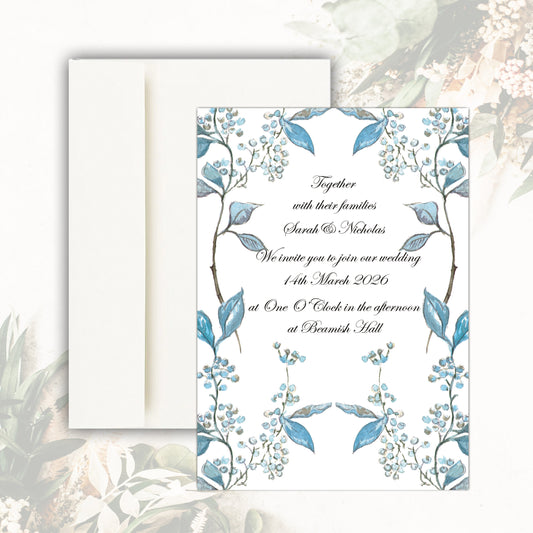 Juniper Wedding Invitation - Pale Blue