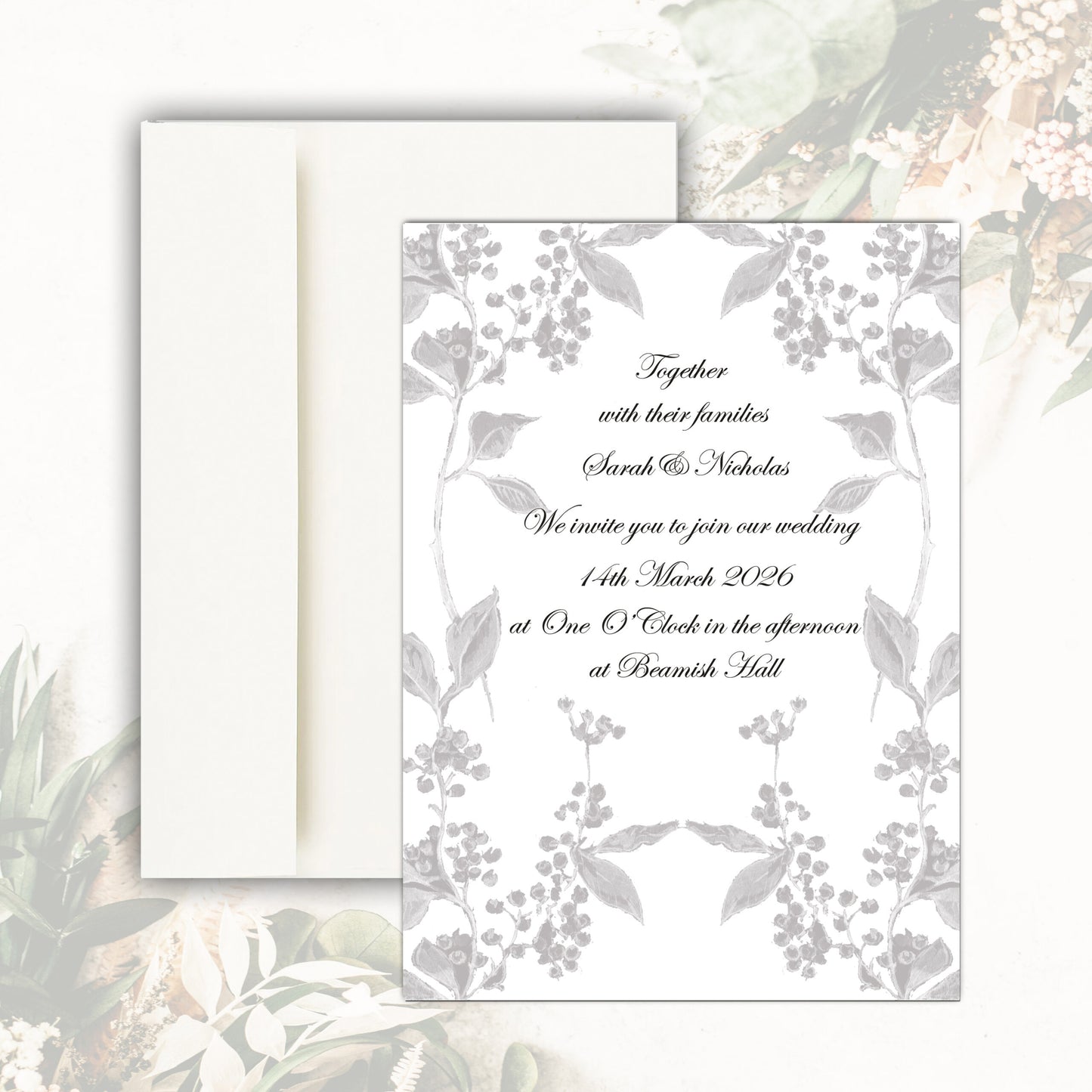 Juniper Wedding Invitation - Grey