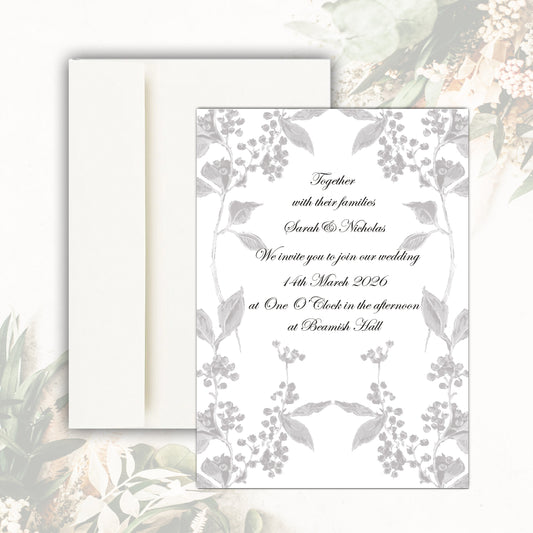 Juniper Wedding Invitation - Grey