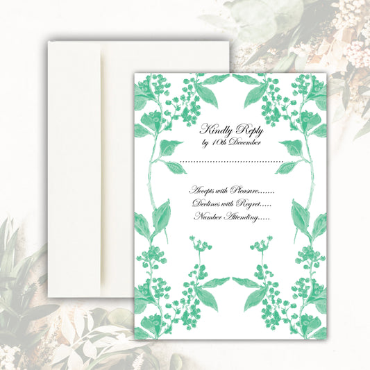 Juniper RSVP Card - Monochrome Green