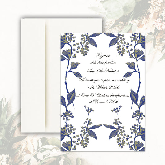 Juniper Wedding Invitation - Navy Blue